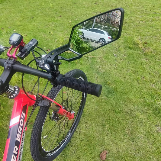 1x 360° Rotating Bike Mirror - Left/Right Rearview Mirror for Mountain/Road/E-Bikes, Wide-Angle Pentagonal Safety Rear View with Quick-Install, Scratch-Resistant Foldable Design (Black) - Compatible with Rear/Roof/Mast Mount
