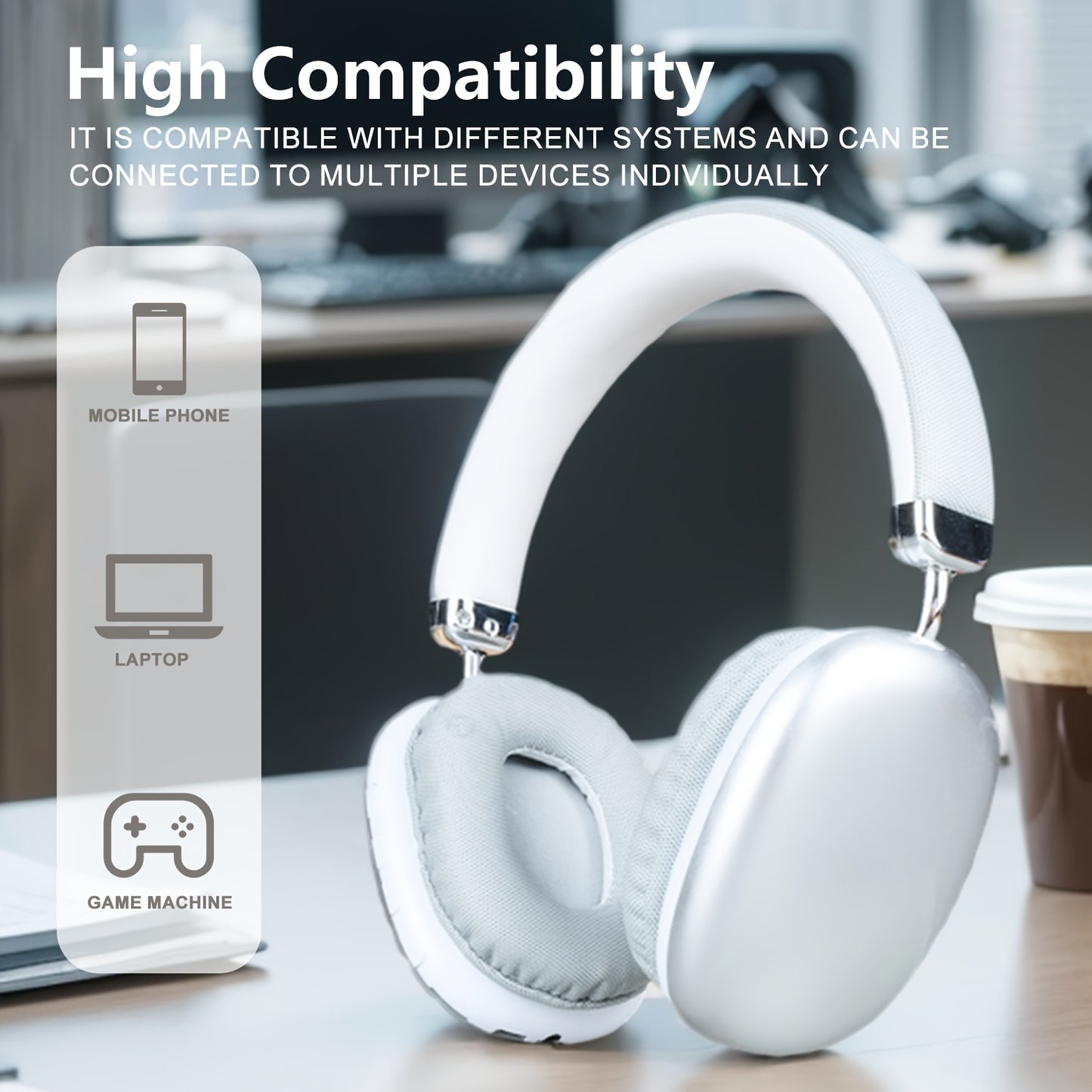 B40 Soft Headband Wireless HI-FI-Music Headphones TWS Earphones and Retractable & Foldable Headset with Mic, Wireless Gaming Earbuds Compatible with Mobile Phones PC Tablet and Game
