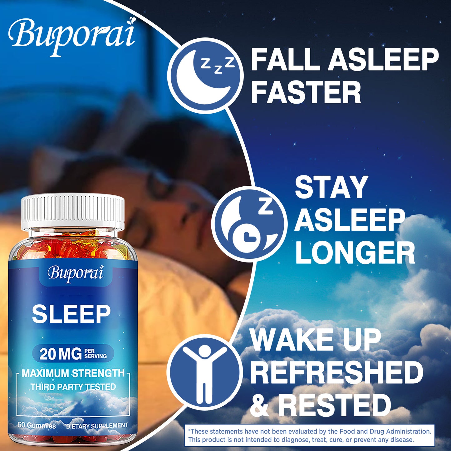 Sleep 20mg - Menopausal Supports Your Healthy Sleep Period Cycle and Improves Overall Sleep Quality, Relieves Stress and Anxiety, Menopausal Use, Feminine Care, Regulate PH Balance - 60pcs