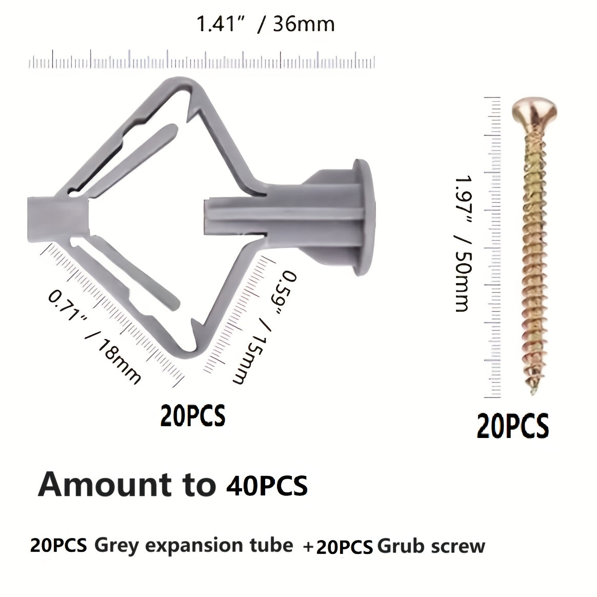 40 PCS Set Drywall Anchor Set Butterfly Anchor Hollow Wall Anchor Plastic Anchor with Screw 40pcs  Anchor + Screws for Drywall Wall Fasteners Home Bathroom Use