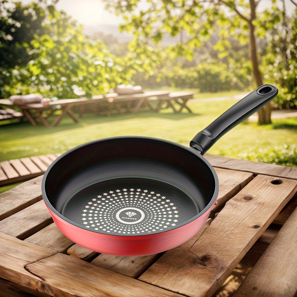 3 PCS Set Frying Pan Set | Non-stick, Heavy-duty, Suitable for Induction Cookers, Safe for Gas/Electric Stoves, Even Heating, Scratch-resistant, Dishwasher Safe, Red, High-Quality Non-stick Pan | Ideal for Home/Hotel/Outdoor