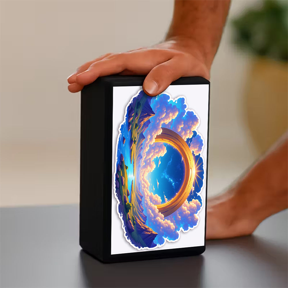 2 PCS Set Home Gym Exquisite Printed Yoga Blocks: Majestic Mountains and Rivers, Radiant with Infinite Light, Fully Displaying the Beauty of Nature. Professionally Recommended! Made from High-density EVA Lightweight Material,