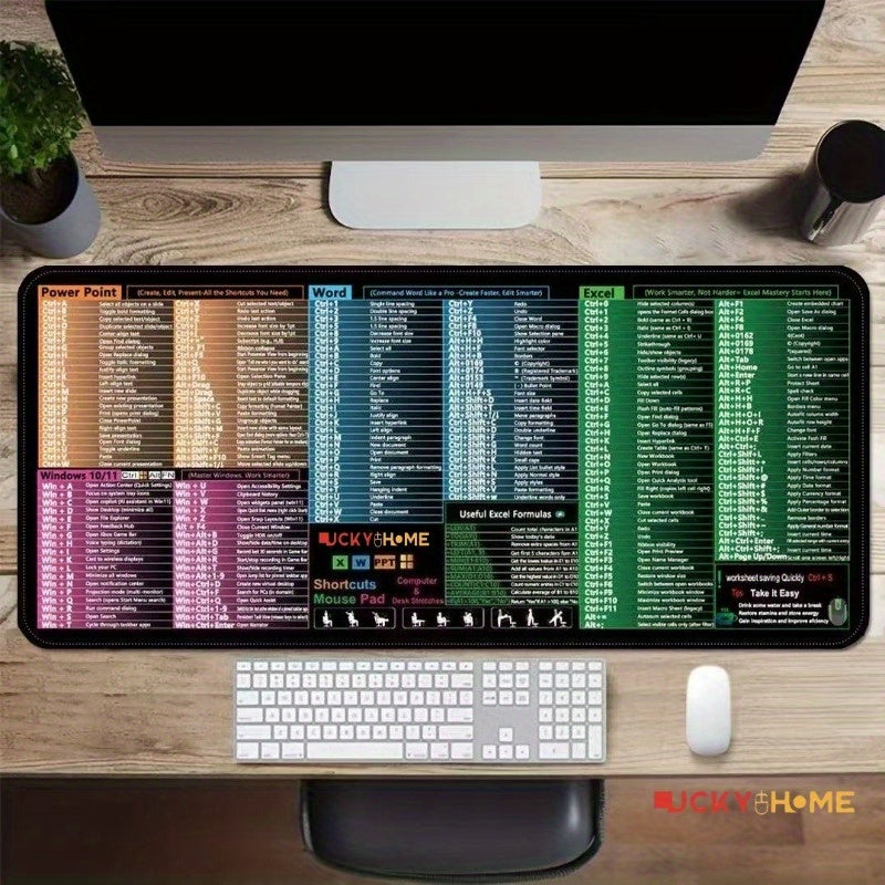 For Home and Office Extra-large Shortcut Keys Mouse Pad for Excel/Word/PowerPoint/Windows Shortcuts – Excel Cheat Sheet Desk Pad, Computer Mousepad – Gaming, Office, Non-Slip, Stitched Edges