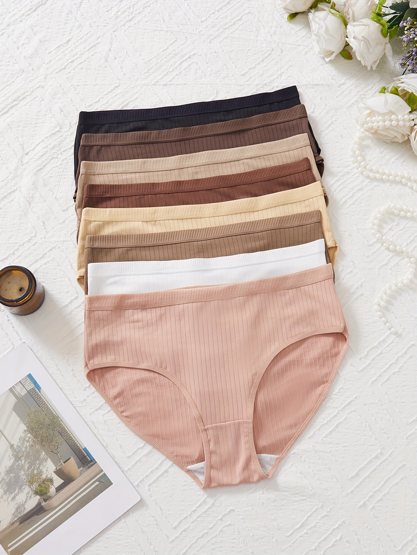 8 PCS Set UK 16-24 Plus Size Women's Briefs | Easy Comfortable Breathable Solid Color Triangle Briefs with Slight Stretch Fabric