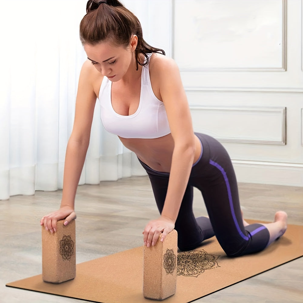 1pc Cork Wooden Yoga Brick, High-Density Yoga Block, Suitable For Dance Training, Leg Pressing, Indoor Fitness Home Gym Accessories