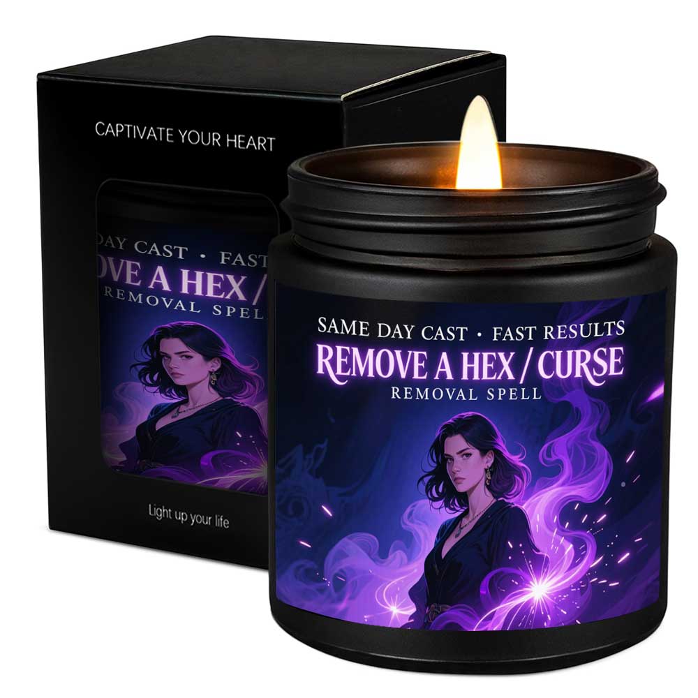 Curse Witchcraft Breaking Spell Candle - Remove Bad Energy & Hex Removal Ritual, Long-Lasting Soy Wax Magic Jar with Lavender Scent, & Rebound Spell for s, Witchcraft Gift for Women/Men (Halloween, Christmas, New Year) - Use