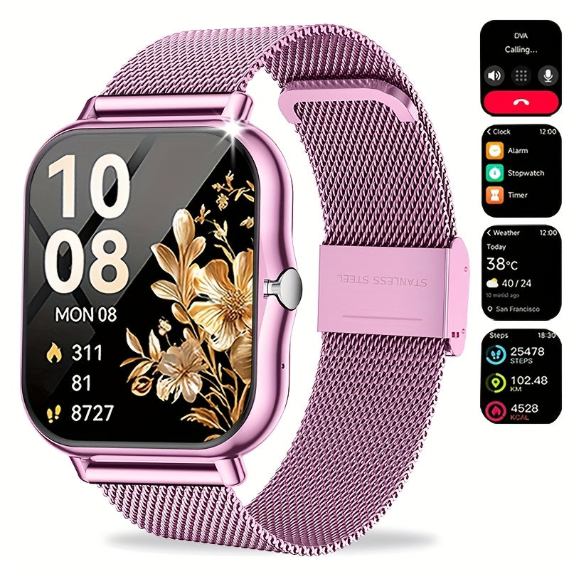 Full Touchscreen Smart Watch Compatible for Android & iPhone, Wireless Calling/Suitable for Android and iPhone, Wireless Smartwatch with 100+ Sports Modes, Alloy Case, Wireless 5.0, Phone Calls, Fitness Tracker for Men & Wome