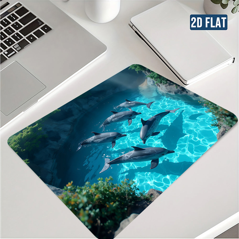 Crystal Velvet Non-Slip Ocean-Themed Bath Compatible for Shower Bathtub - Dolphin & Turquoise Sea Design Soft Bath Mat with Non-Slip Backing, Aquatic Mat Suitable for Bathroom, Kitchen, Laundry Room