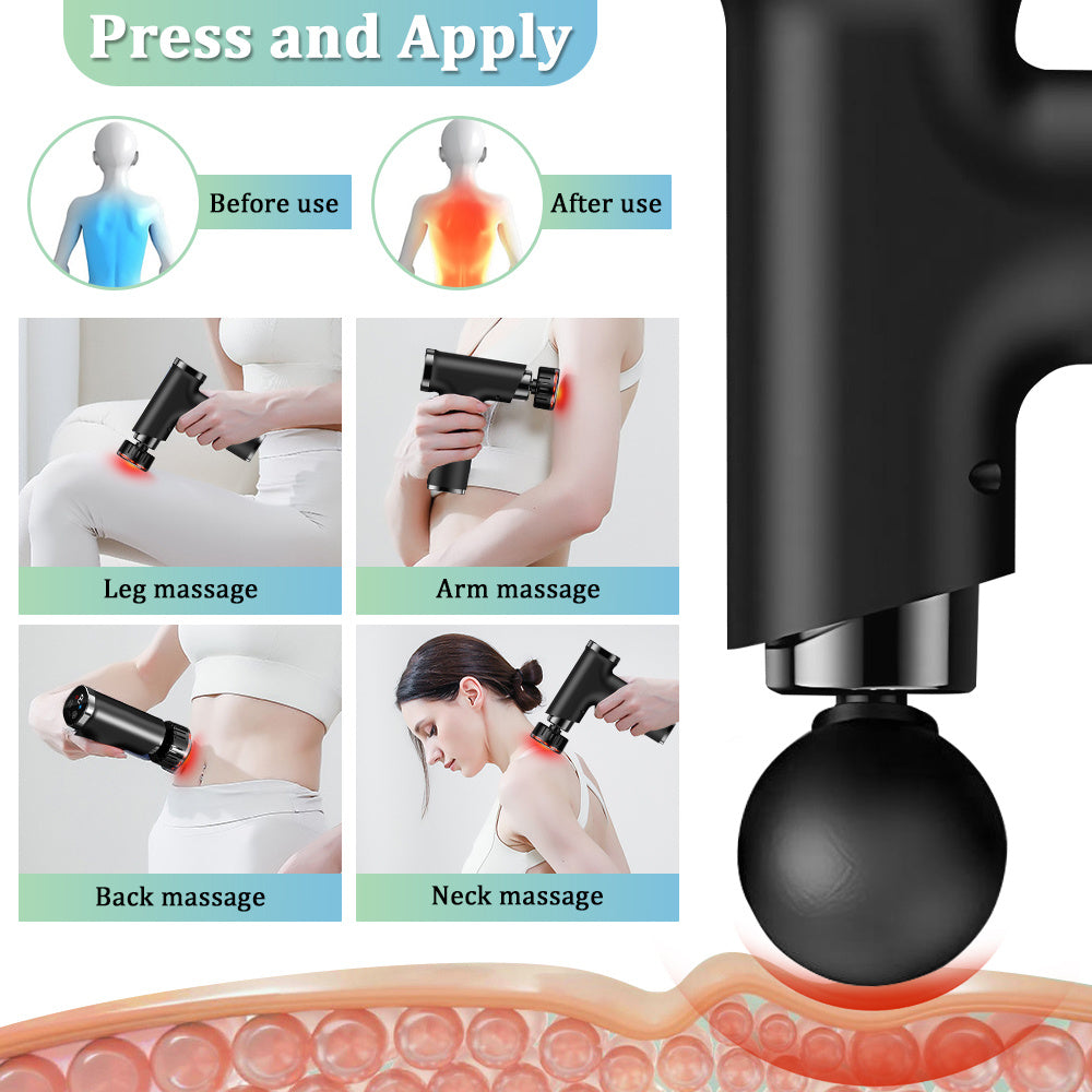 8 IN 1 Electric Massage Gun with Heat & Cold, Athlete Massage Gun, Multifunctional Fascia Gun Home Portable Gym Use Small Quiet Handheld Massager with LCD Touch Screen, 9 Heads for Shoulder, Body, Back, neck relaxation, Deep