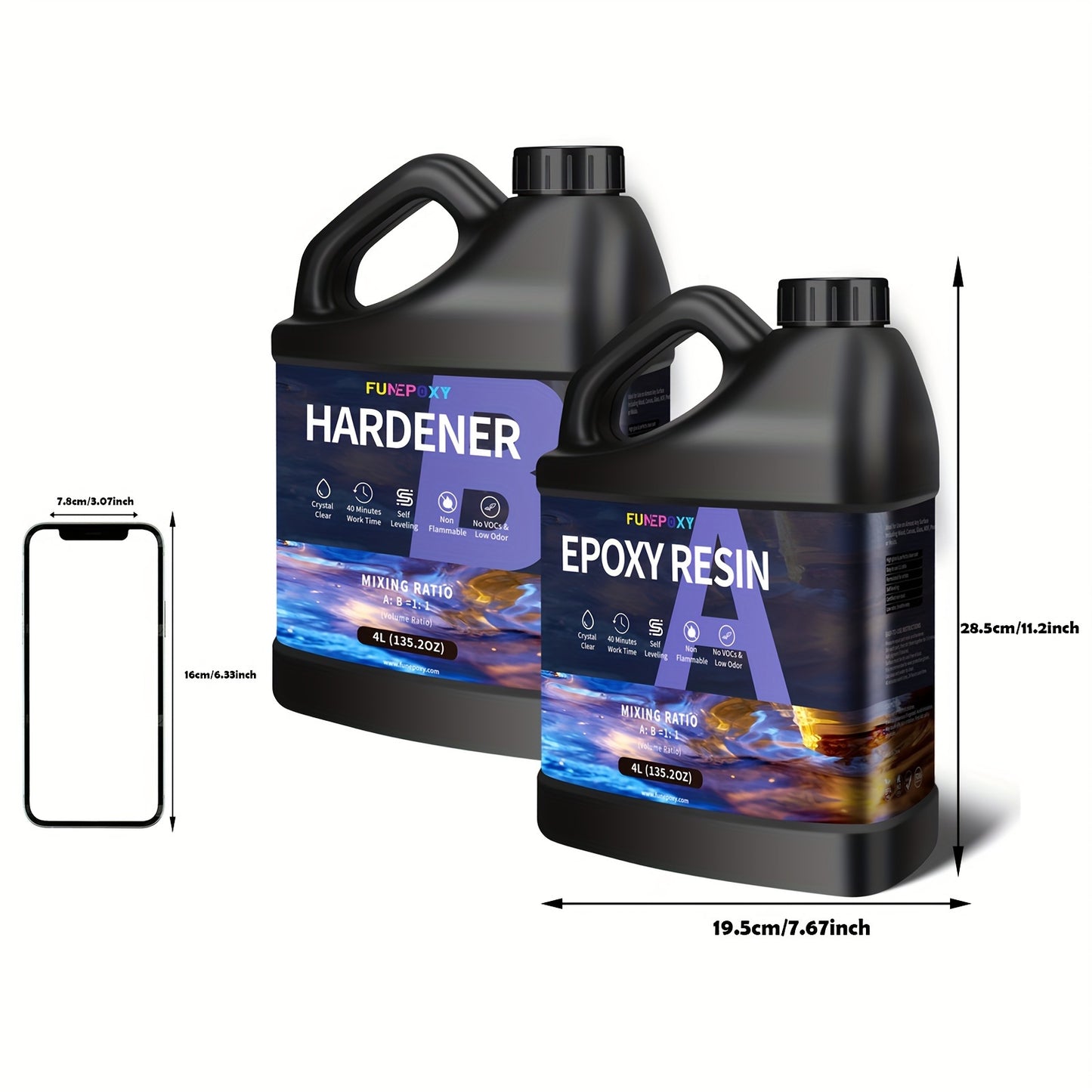 Epoxy Resin Set Kit 1:1 Crystal Clear Epoxy Resin for Table Top 500ml/1L/2L/4L/8L