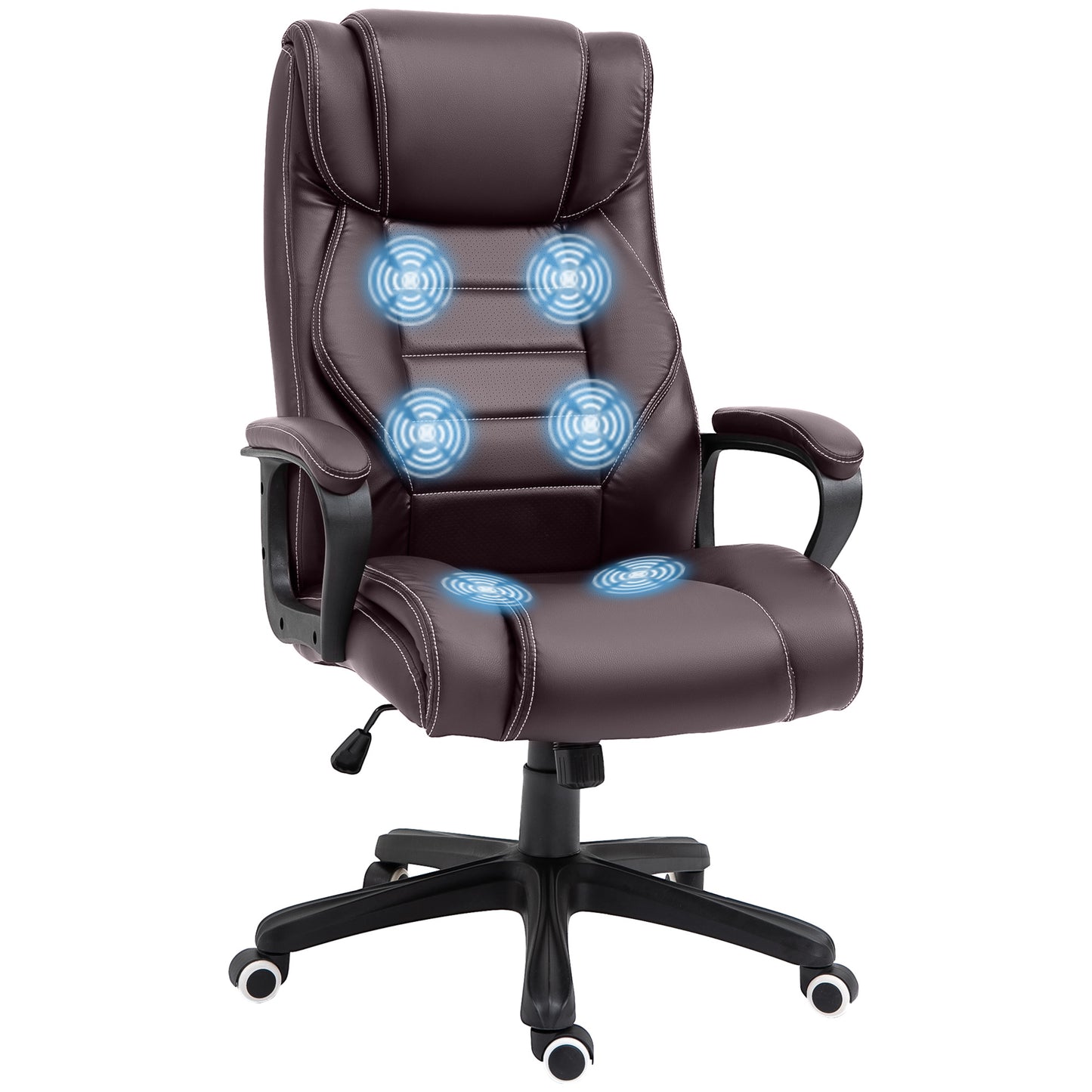 High Back Executive Office Chair 6- Point Vibration Massage Extra Padded Swivel Ergonomic Tilt Desk Seat