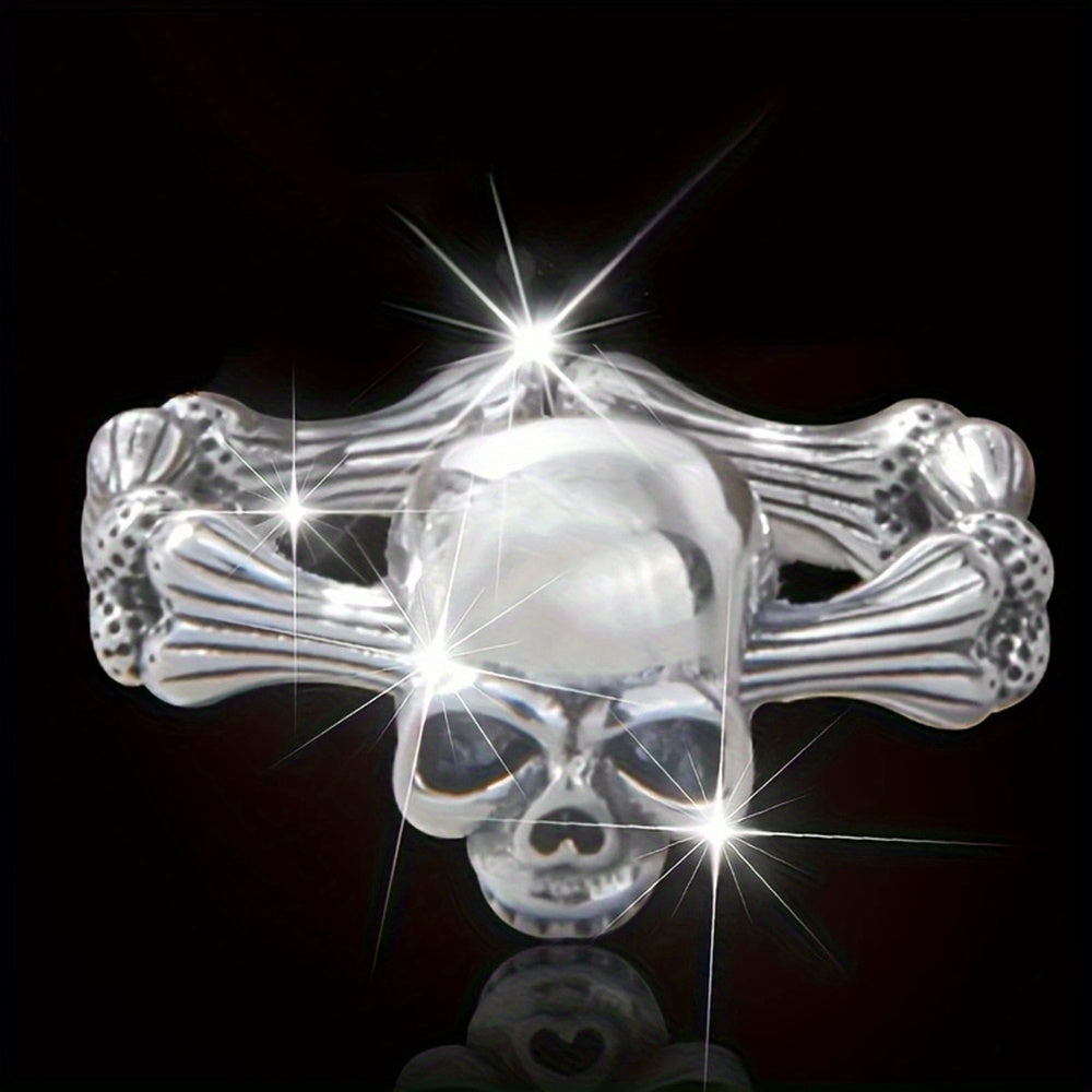 Goth Personality Skull Ring for Men Women Party Carnival Halloween  Punk Adjustable Opening Bone Ring