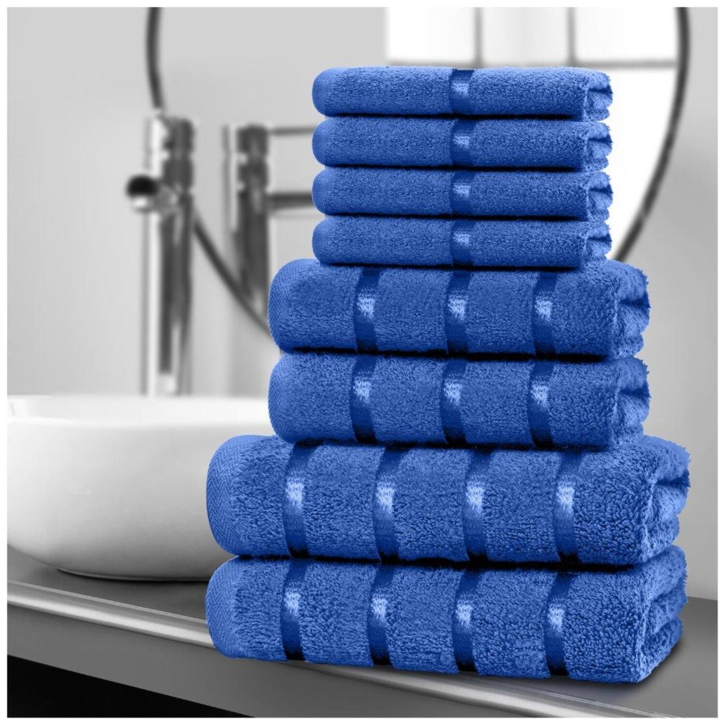 8pcs Egyptian Luxury Cotton Towel Set | Quick-Drying & Highly Absorbent | Includes 4 Face, 2 Hand, 2 Bath Towels | Sophisticated Boston Design | 15 Elegant Colors | Machine Washable