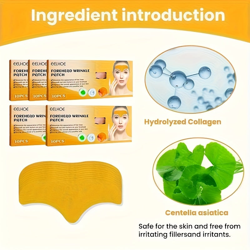 Set of 5 Boxes: 50pcs of EELHOE Collagen Infusion Patches for Forehead And Eyes, Firming, And Lifting for a Smooth, Youthful, And Glowing Complexion - Mild, Non-Irritating, And Alcohol-Free Skincare Option