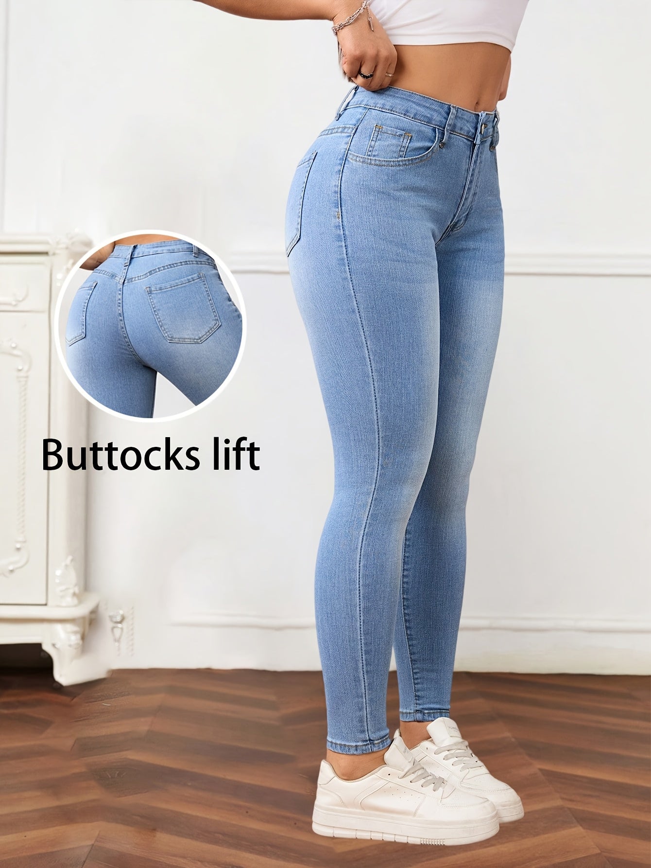 NEW UK Size Women Denim Blue Jean Pants Stylish Skinny Jeans with a Cat Whisker Design Girls Casual Streetwear Clothing