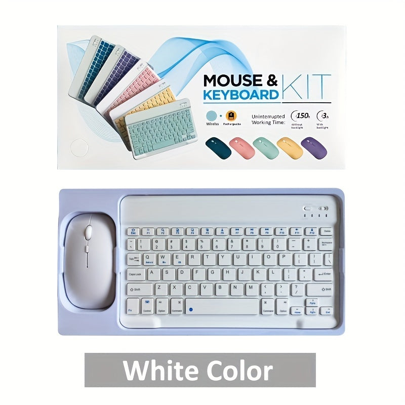 2 PCS Set Wireless Keyboard and Mouse 7 Colors Suitable for Android Tablets and iPads, Mini English Keyboards Home Office Computer Accessories Tools Sets