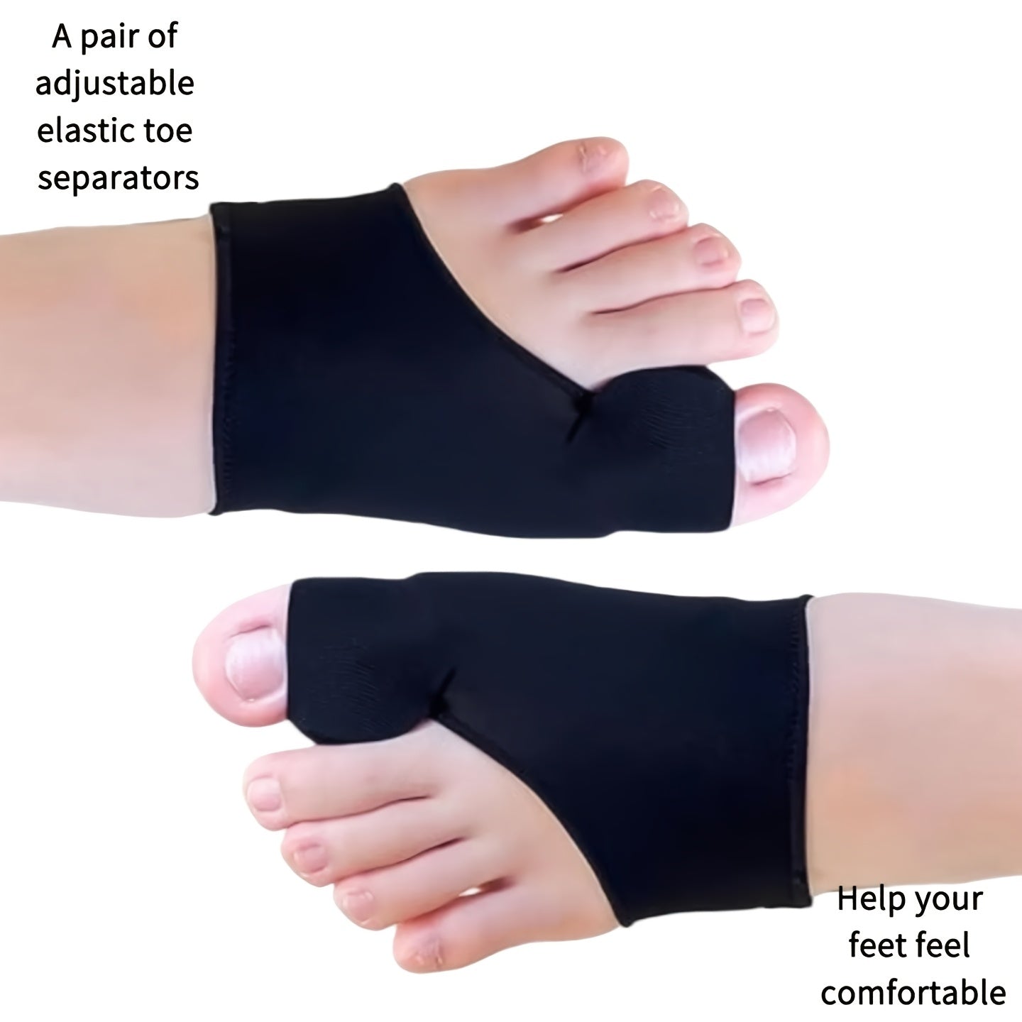 2 PCS Set A Pair of Adjustable Elastic Toe Separators, Unisex Gel Toe And Thumb Separators with Gel Pads - Designed for Foot Comfort - Suitable for Nighttime Use, Hiking, Camping Gym