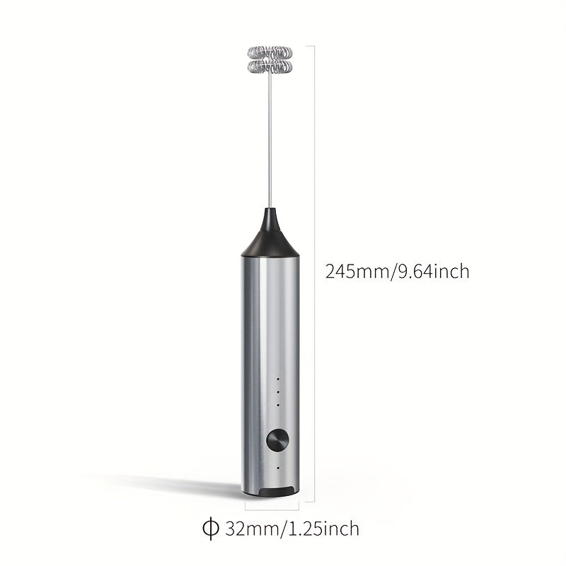 Rechargeable Electric Milk Frother, Handheld Foam Maker Whisk with 2 Heads 3 Speeds Drink Mixer, Built-in Mixing Heads for Both Milk Beaters And Egg Beaters, Quick Foaming Coffee Whisk for Coffee, Latte, Wedding Gifts, Portab