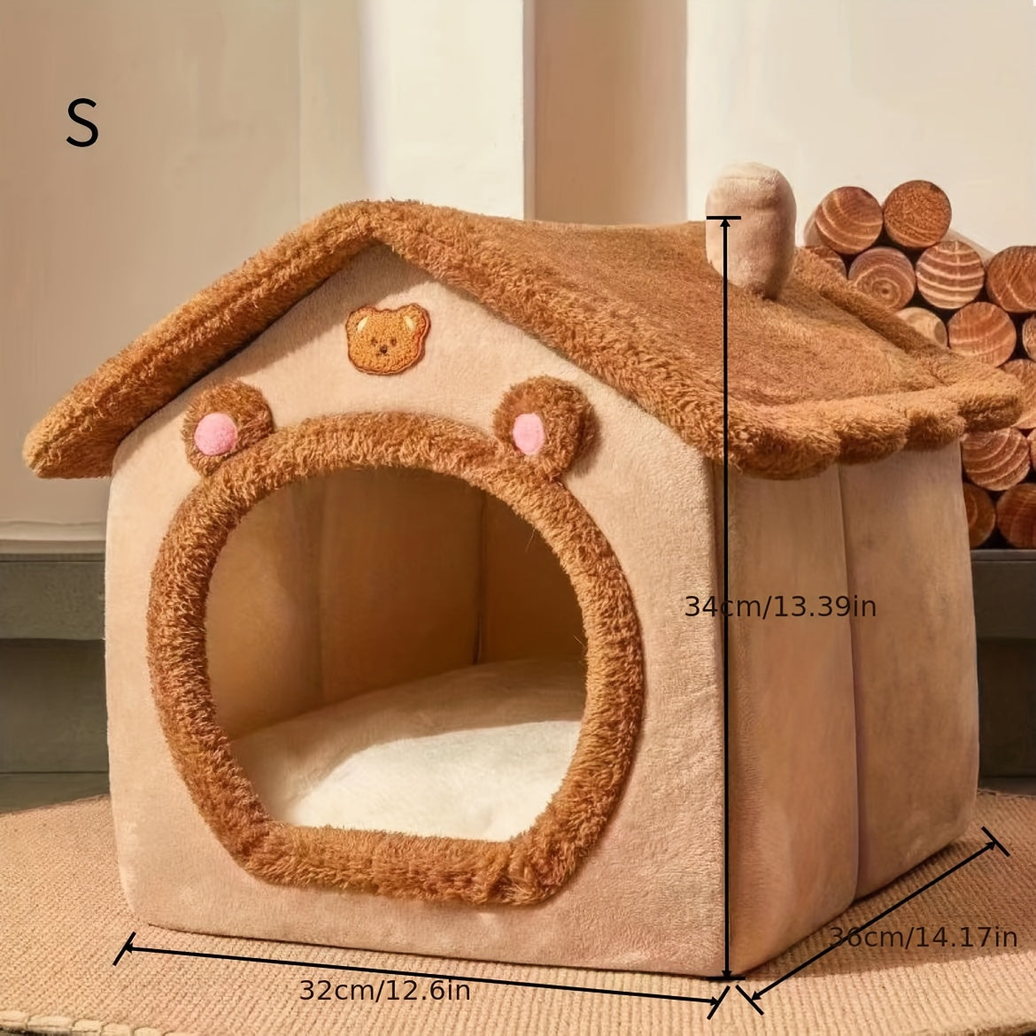 Pet Bed House For Cats, Removable And Washable Cat House, Winter Warm Cat Bed Soft And Comfortable Puppy Cave Nest Christmas Gift
