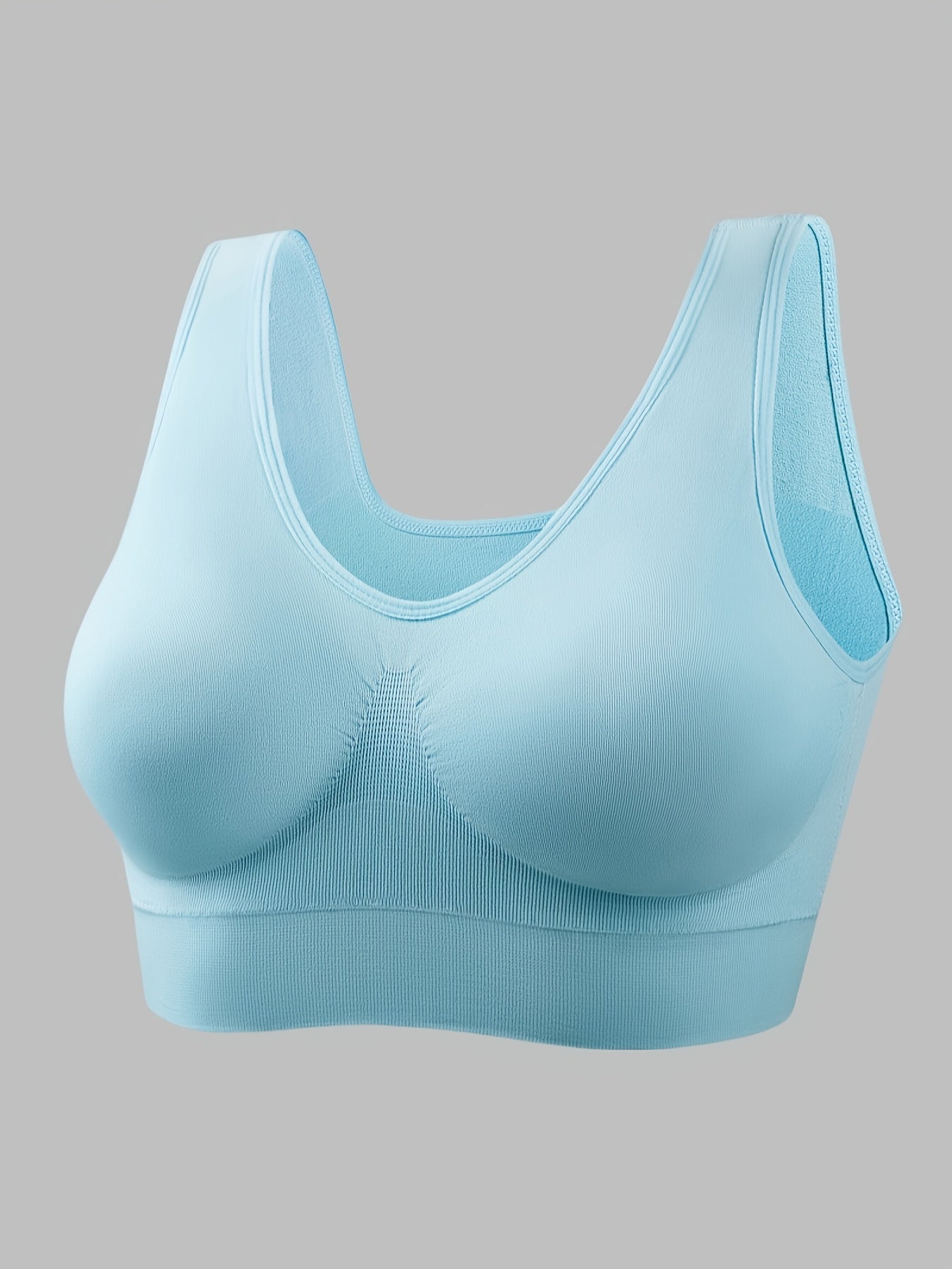 5 PCS Set S-2XL Plus Size Women's Sports Bras Set,  Solid Non Padded Seamless Running Versatile Bralette Outdoor Fitness Gym Yoga Pilates Bra Tops Big Girls Underwear Sets Sports Apparel Accessories