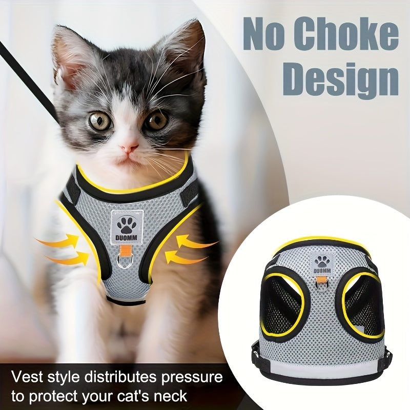 XS/S/M Size Cat and Dog Leash Set, Vest-Style Pet Harness with Anti-Escape Leash, Suitable for Cats and Dogs, Breathable Mesh Leash, Anti-Breakaway