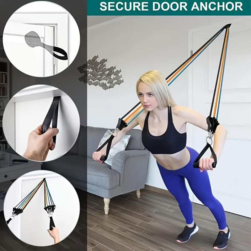 11 PCS Set Home Gym Women Men Fitness Resistance Band Set, Multifunctional Upper Body Workout Kit Sports Accessories