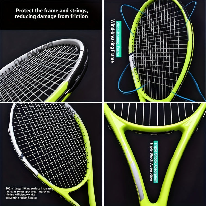 NEW Arrivals 3PCS Set 3 Colors PRO 87 Carbon Fiber Tennis Racket + Bag + Free Ball - High-Elasticity Lightweight Adult & Youth Beginner/Advanced Racquet, Balanced Weight Design for Fast Swing Speed, Ideal for Training, Tourna