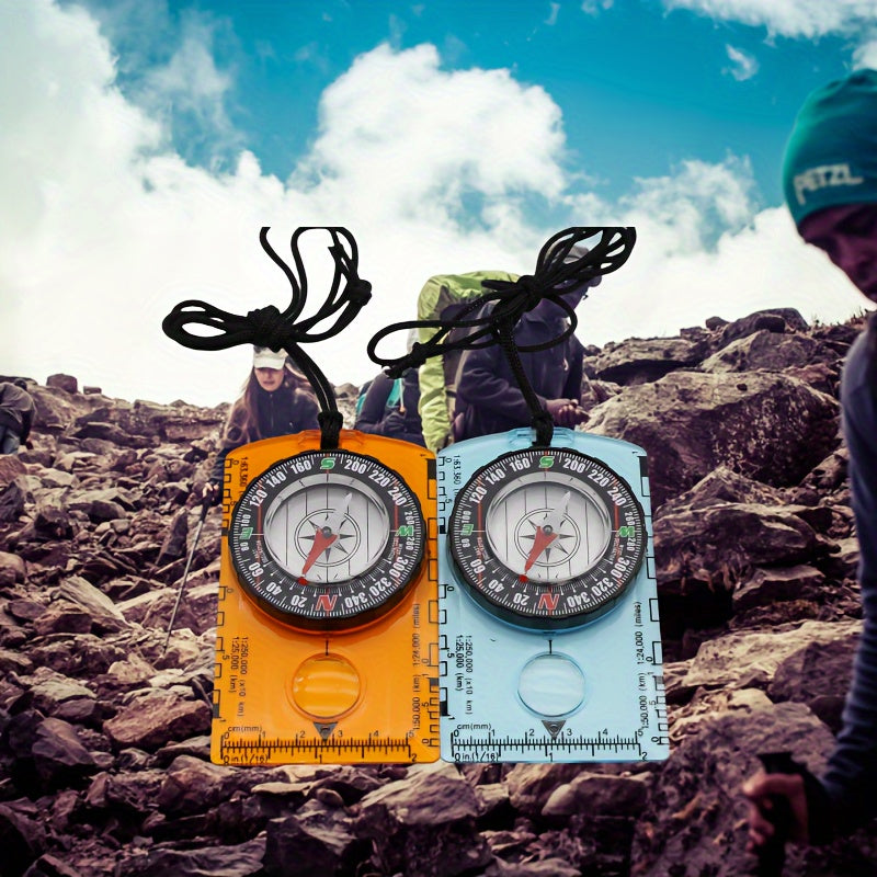 NEW 4 Colors  Waterproof Survival Compass with Scale - Durable Acrylic, Ideal for Outdoor Camping & Hiking, Color, Surveying, Map Scale