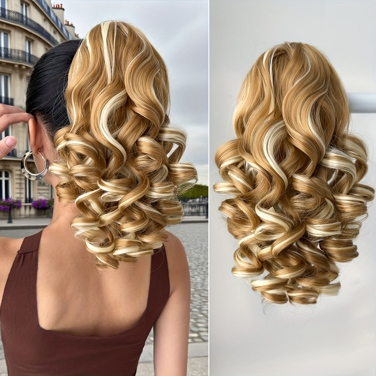 14-Inch (36cm) Clip-In/R Clip-On Hair Extensions - Dark Brown/Red/Burgundy Ombre Body Wave Synthetic Hair with Natural Layers, Volume & Soft Waves for Women &, Instant Length for Ponytails, Braids, Dreadlocks-like Styles