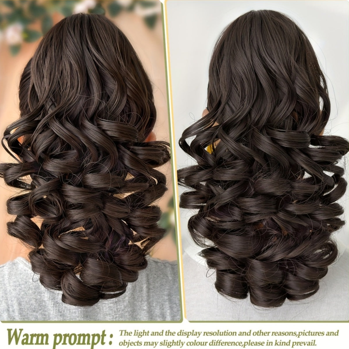 30.48cm Women's Heat-Resistant Synthetic Ponytail Wig - 12" Deep Wave Curly Hair Extension with Brown/Black/Blonde/Red/Gray/Beige/White