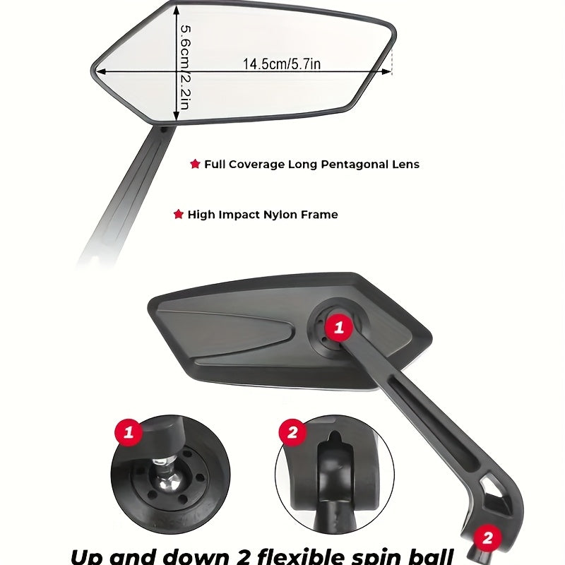 2 PCS Set HD Wide Angle Bicycle Rearview Mirrors - 360° Adjustable, Suitable for Scooters & Bikes Reflective Mirror - Durable ABS, Black Rectangular Handlebar Mirror with Clear Vision Reflection