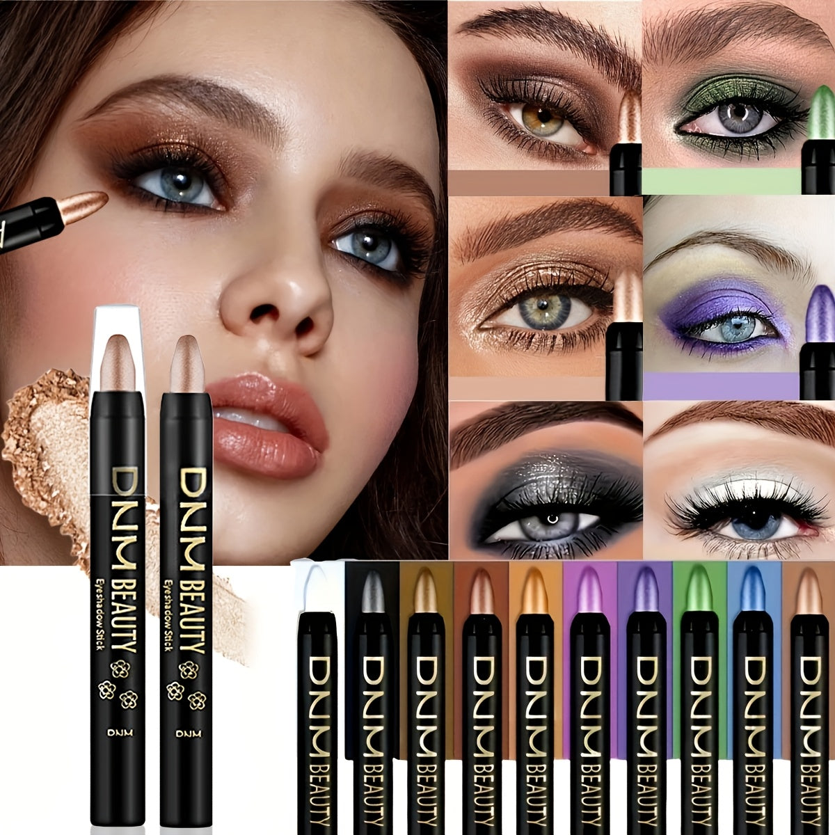 10 Color Waterproof Eye Makeup Color Pearlescent Pen High Light Stick Silkworm Lying Pen/Rotating Smoky eye shadow Pearlescent Matte eye shadow Pen