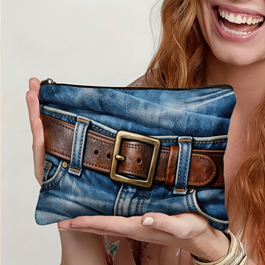 Vintage Textured Makeup Bag, Lightweight And Portable/Multi-Functional Storage, Travel Organization/Daily Makeup, Trendy Style/Refined Living, Cosmetic Bag/Travel Toiletry Bag, 2D FLAT