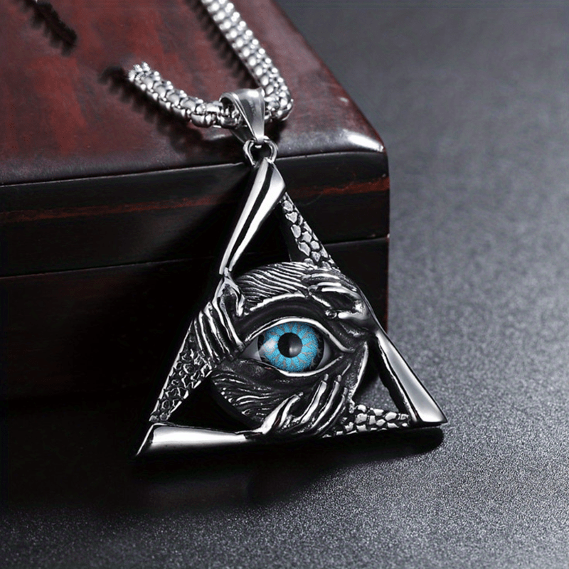 Illuminati Vintage Religious Style Triangular Eye Freemason Women Men's High Quality Metal Pendant Necklace Classic Gothic Punk  Amulet Mysticism Secret Sociates Products Jewelry Accessories