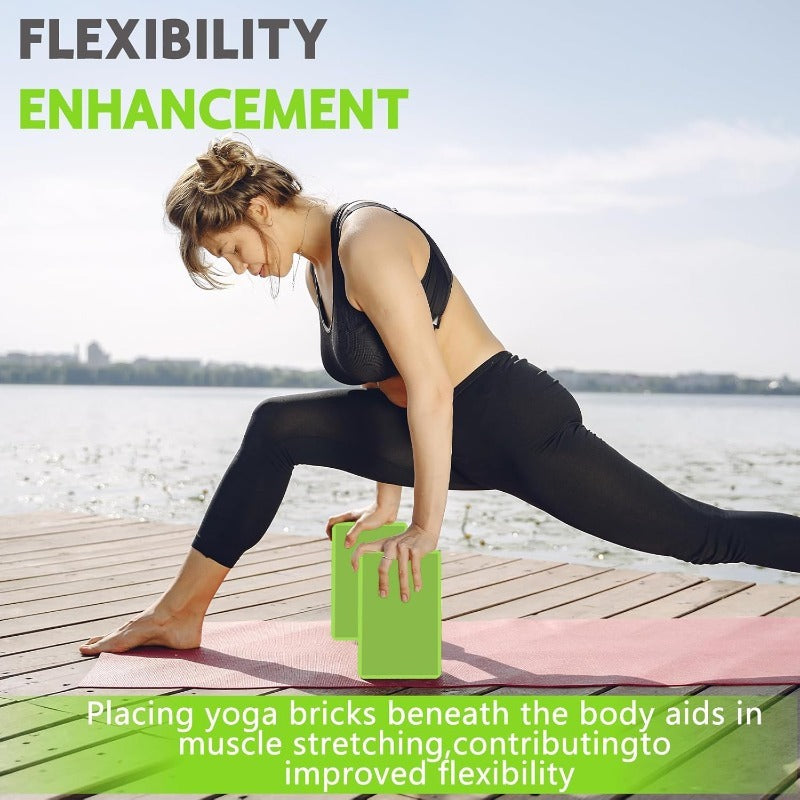 2 PCS Set  Professional Yoga Blocks Home Gym Outdoor| High-Density EVA Lightweight, Stable Support for Pilates Stretching, Essential for Home Gym Sports Accessories