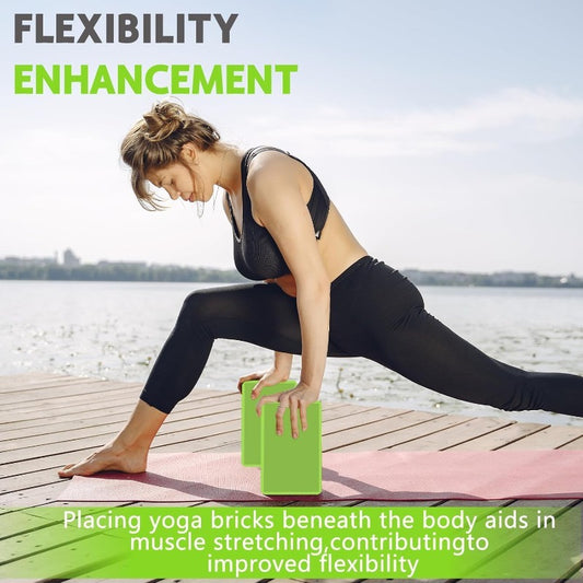 2 PCS Set  Professional Yoga Blocks Home Gym Outdoor| High-Density EVA Lightweight, Stable Support for Pilates Stretching, Essential for Home Gym Sports Accessories