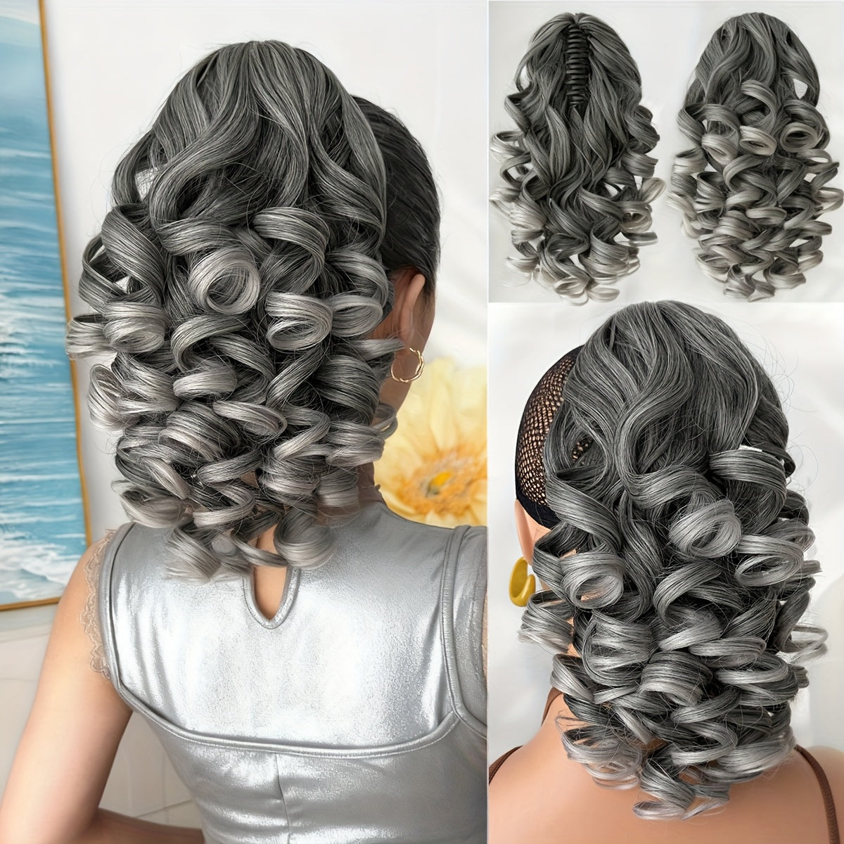 14-Inch (36cm) Clip-In/R Clip-On Hair Extensions - Dark Brown/Red/Burgundy Ombre Body Wave Synthetic Hair with Natural Layers, Volume & Soft Waves for Women &, Instant Length for Ponytails, Braids, Dreadlocks-like Styles