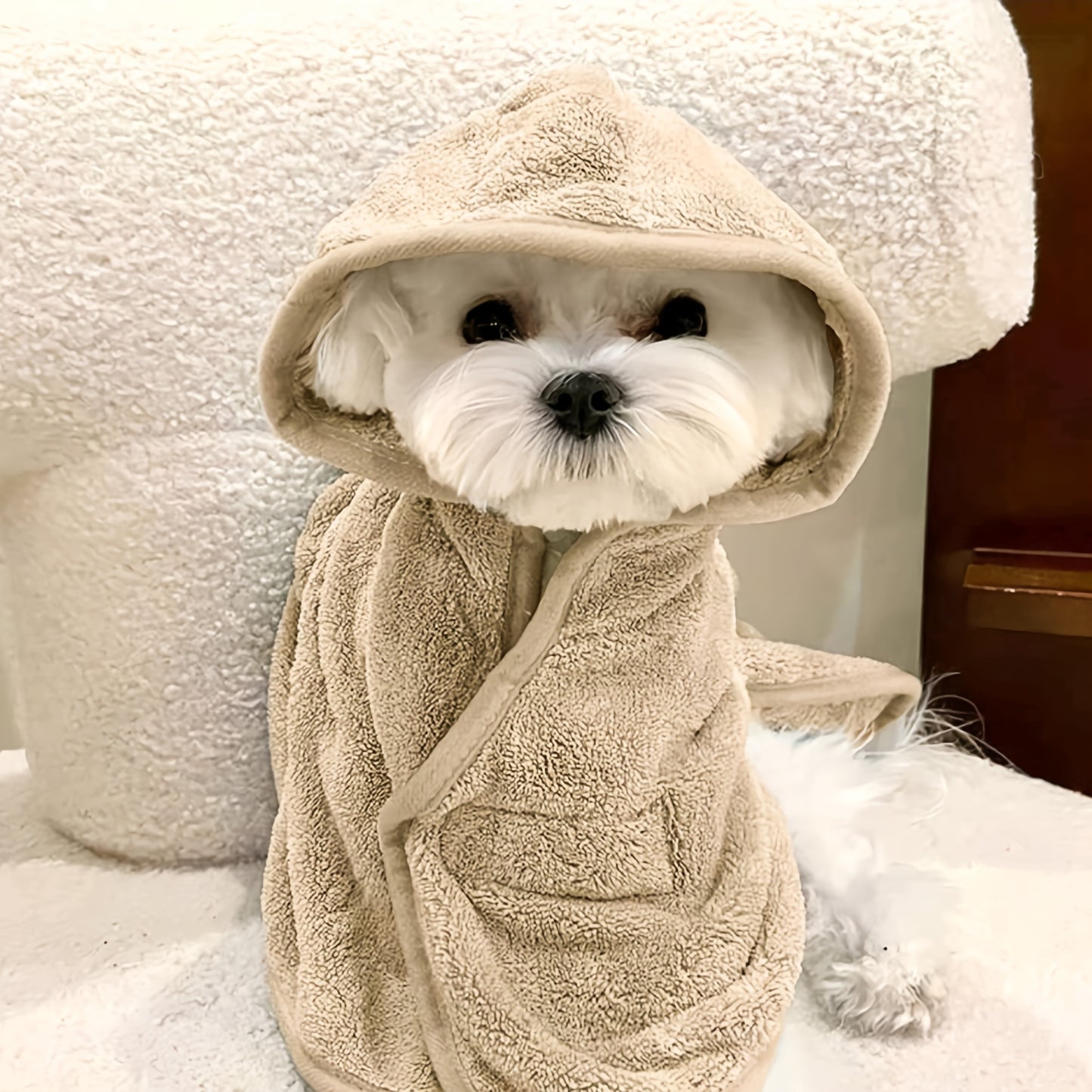 7 Colors Ultra-Soft Quick-Dry Pet Bathrobe for Small & Medium Dogs & Cats - All-Season Lightweight Design with Safety Closure, Easy-Button Entryway, Machine Washable, Cozy Fleece-Lined for Warmth, Pet Wash-Robe, Cozy Fleece L