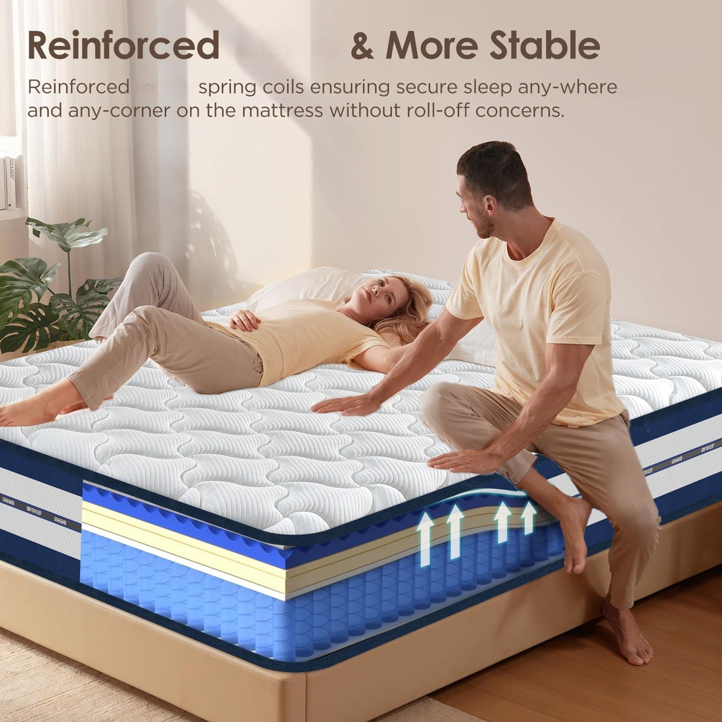 Double Mattress (135x190x28cm) 2000+ Pocket Springs & Gel Memory Foam 7-Zone Ortho Support Motion Isolation 3D Cool Cover Reinforced Reduction Medium Firm 31cm Vacuum Roll 200-night trial