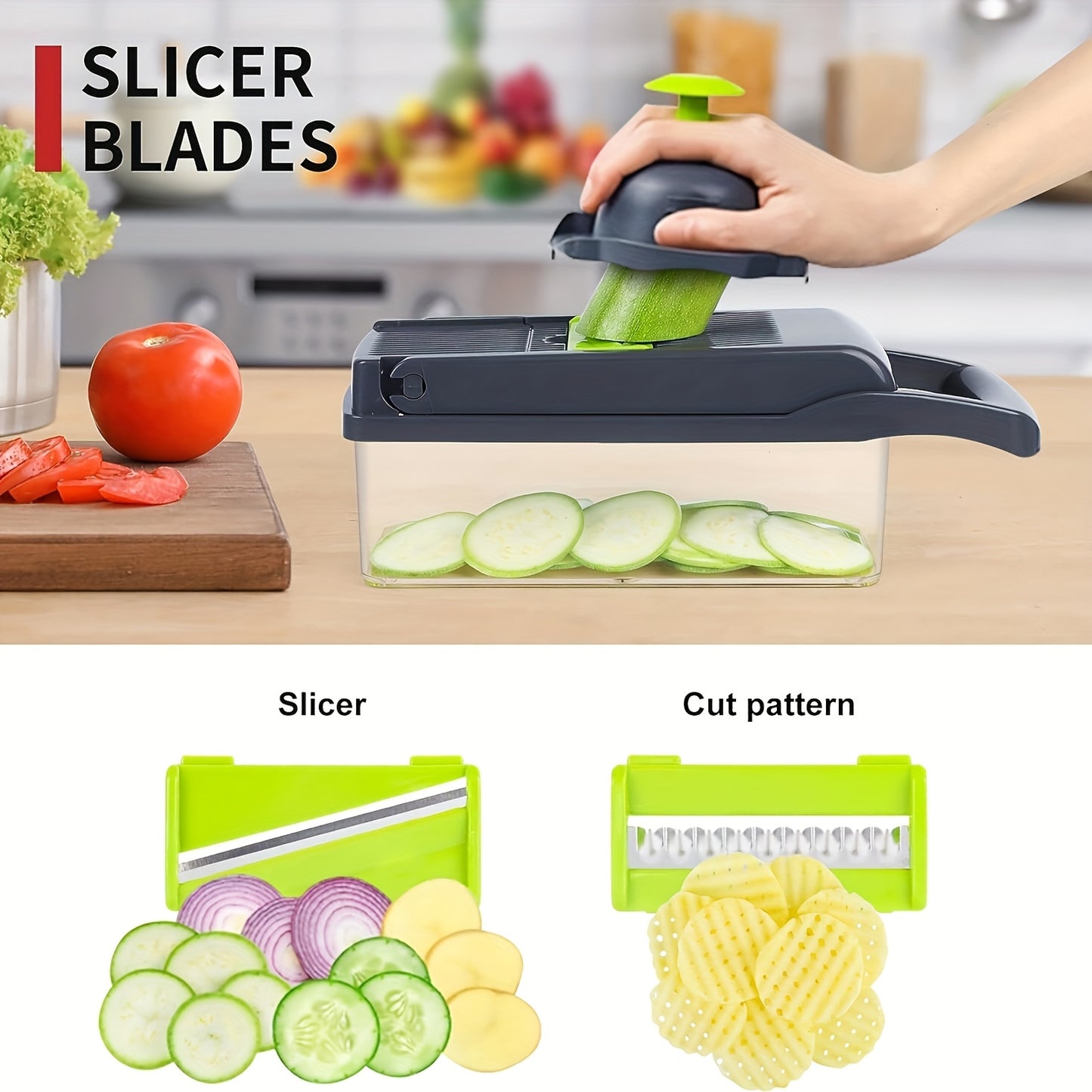 16in 1 Set Vegetable Chopper, Salad Chopper, Vegetable Slicer Multifunctional, Veg Chopper with 7 Chopping Vegetables, Mitten And Peeler, Vegetable Cutter for Vegetables And Fruit