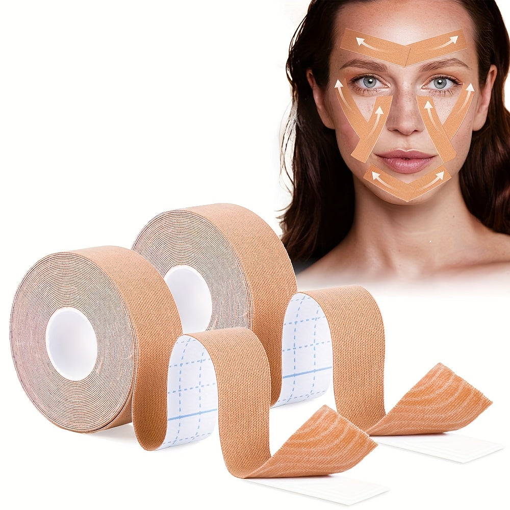 3 Rolls Set Anti-Wrinkle Face Tape - Blue, Pink, Beige | Facial and Body Skincare Adhesive | Gentle on Sensitive Skin | Perfect for Wrinkle and Light Beige Care, Skincare Adhesive | Soft Adhesive | Skincare Tape, Facial Light