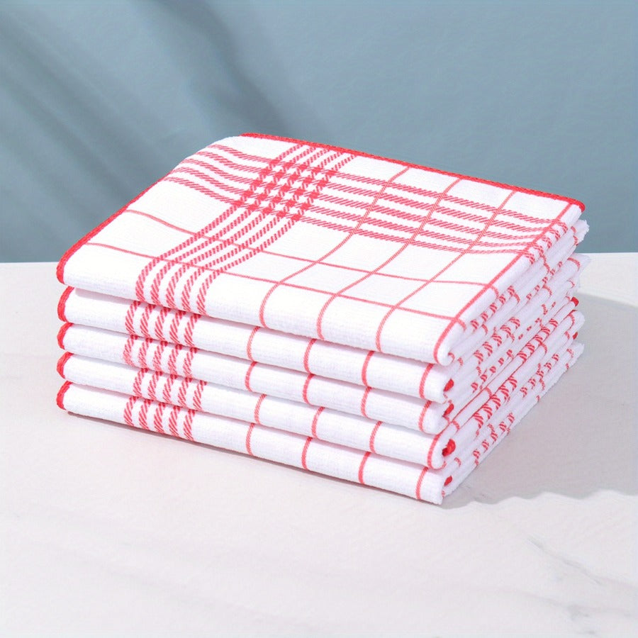 NEW 6pcs Large 40x60cm Absorbent & Fluff-Free Dish Cloths | Quick-Dry, Soft & Durable Kitchen Towels for Daily Cleaning, Coffee Machines, Bar Countertops - 4 Colors (Black, Blue, Green, Red, Mixed) - Ideal for Home & Restaura