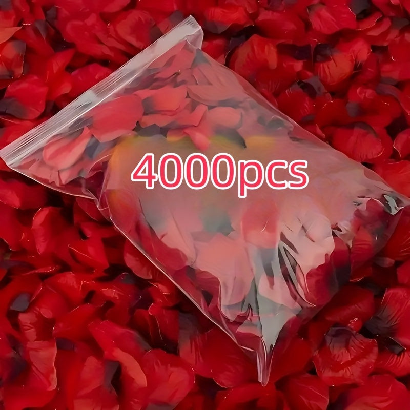 4000 PCS Set Red Rose Petals, Artificial Petals, Suitable for Romantic Night, Wedding, Event, Party, Valentine's Day Decoration, Romantic Wedding Party Decoration
