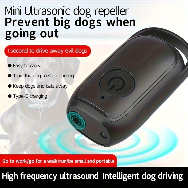 1pc Mini Soundwave technology Dog Repeller, Black - Suitable for Indoor & Outdoor Use, Anti-Barking with LED Light for Night Visibility, Portable and Compact