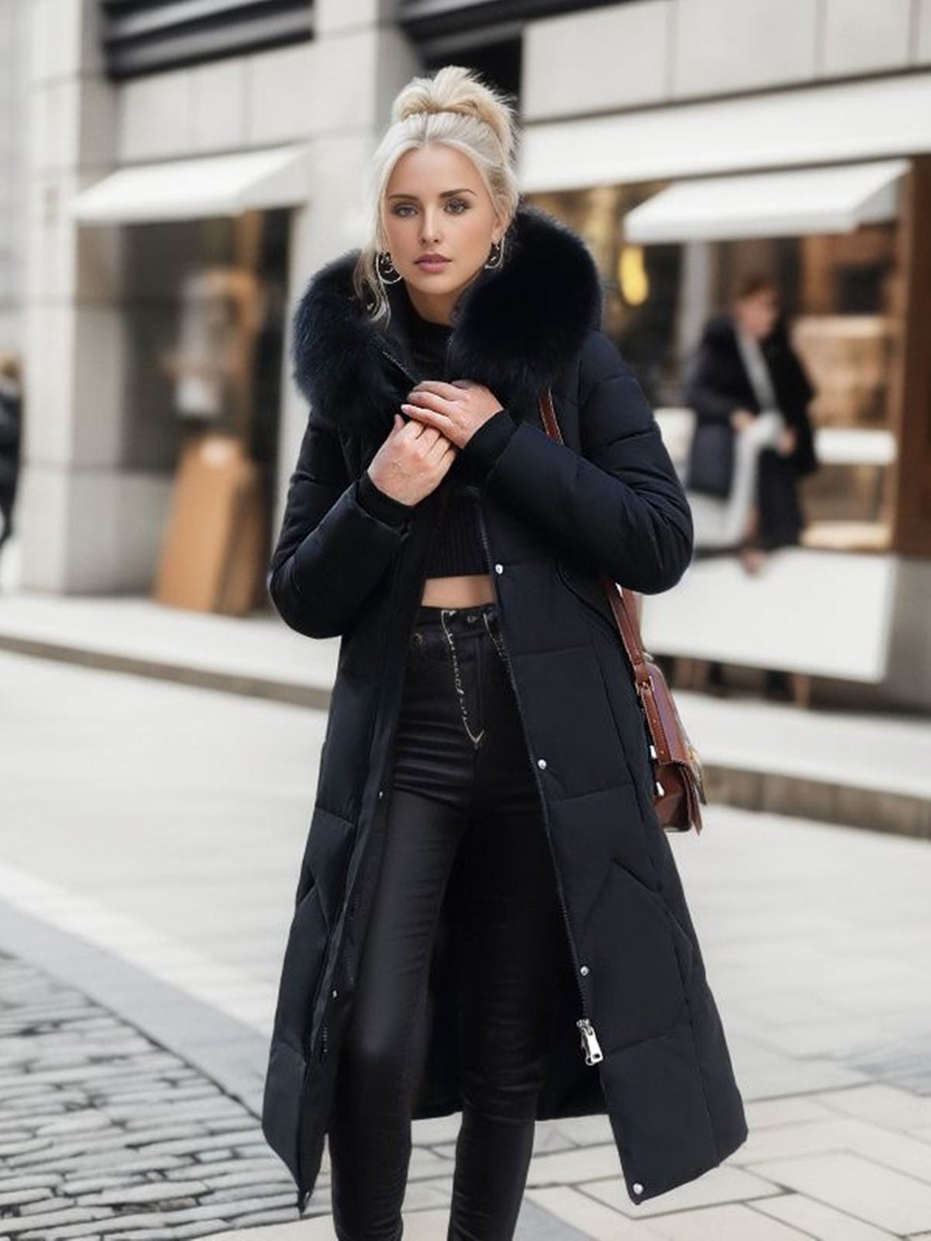 New  5 Colors Women's Heavyweight Longline Parka Coat - Oversized Fit, Hooded, Multi-Button Front, Pockets, Work-Ready Winter Jacket UK Warehouses Supplies