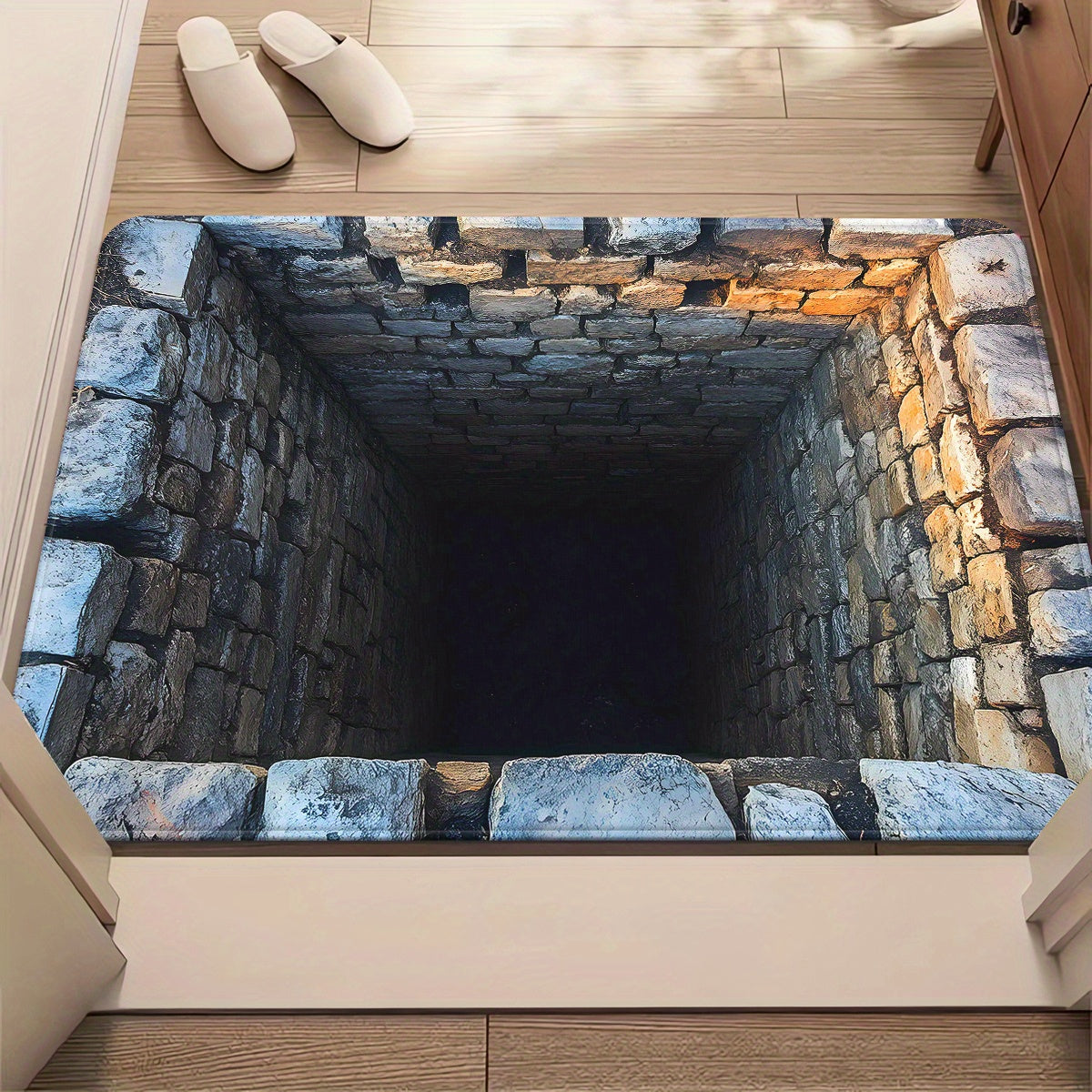 NEW Fantasy Style, Black Hole Stone Cellar, High Definition Printed Door Mat, Non-Slip Bathroom Floor Mats, Microfiber Absorbent Machine Washable Polyester Rug for Bedroom, Living Room Entry Carpet, Camping Picnic Mats, Yoga