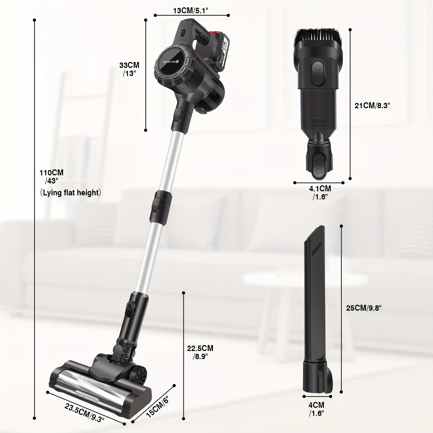 6in 1 Cordless Vacuum Cleaner 45KPA Cordless Stick Vacuum Battery LED Display Self-Standing Vacuum, Lightweight Vacuums Handheld Bagless Vacuum Cleaners for Pet Hair/Carpets/Floors Cleaning Cleaner
