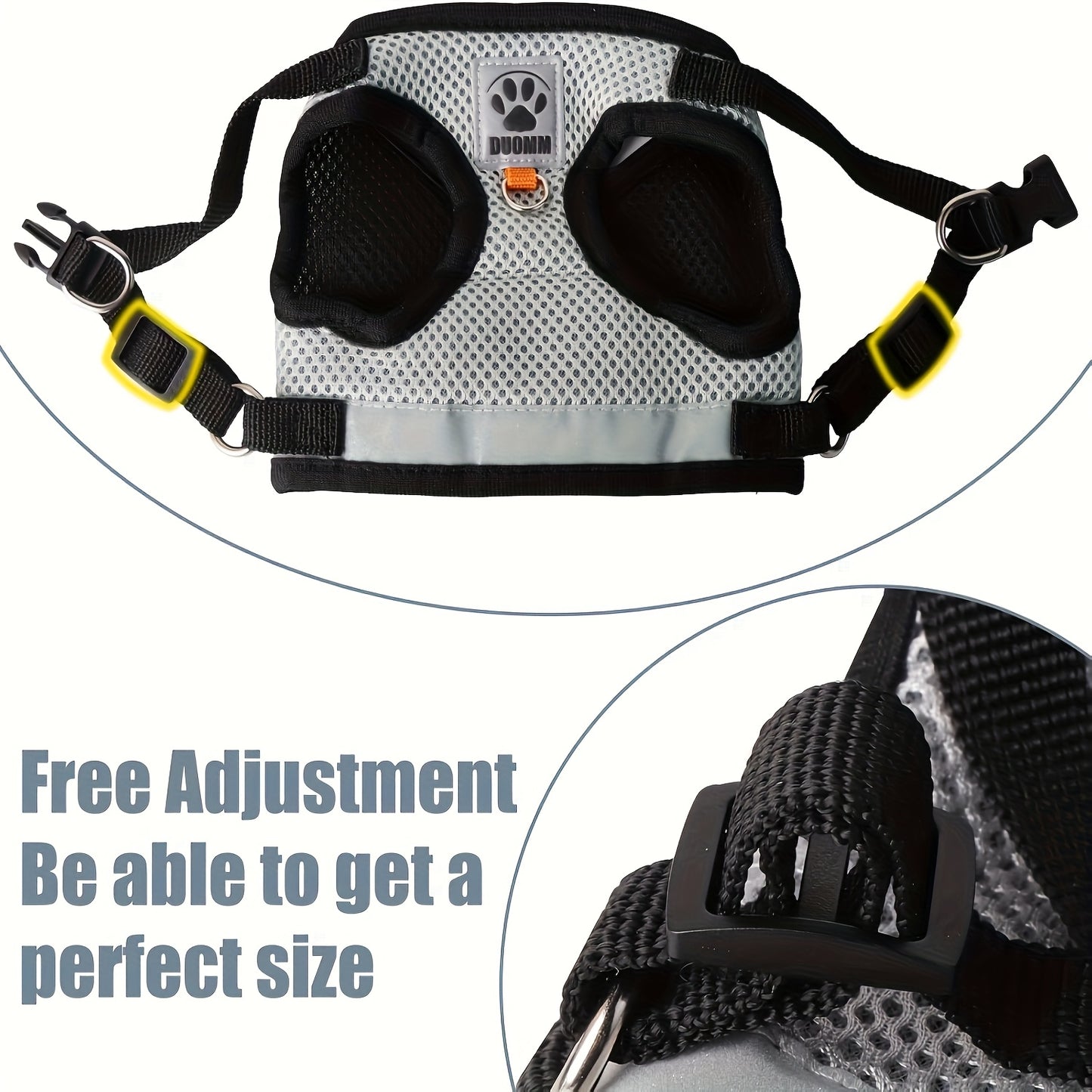 XS/S/M Size Cat and Dog Leash Set, Vest-Style Pet Harness with Anti-Escape Leash, Suitable for Cats and Dogs, Breathable Mesh Leash, Anti-Breakaway