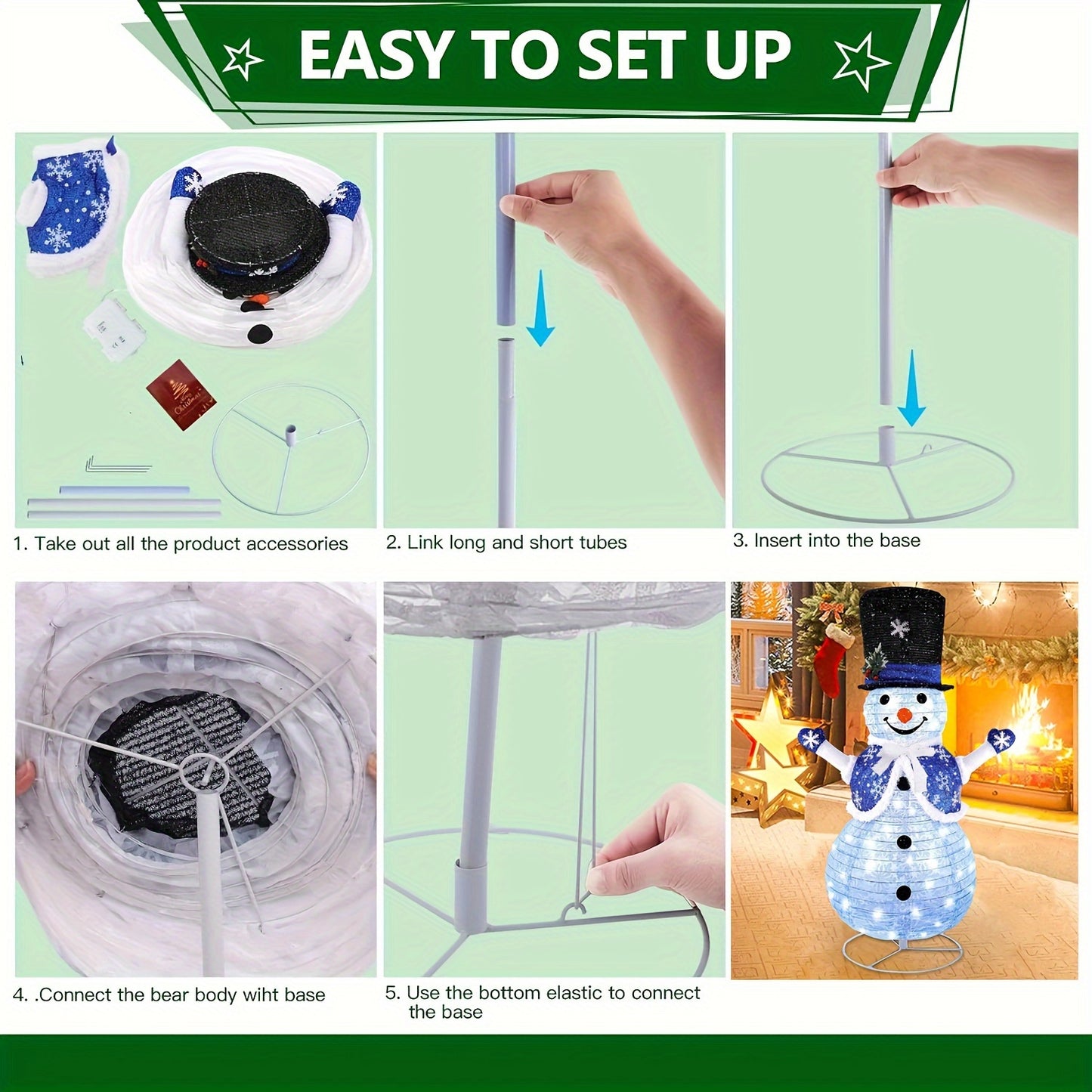 1pc Glowing Snowman Decoration with Built-in LED Lights - Heavy-Duty Iron Construction, Standing Indoor/Outdoor Christmas Tree or Freestanding Decor with Clear Hanging - No Remote Needed, Plug-in Powered - Snowman Figure with