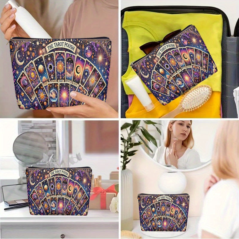 Tarot Cards Cosmetic Bag Tarot Starry Gorgeous Cards, Lightweight Zipper Design Toiletry Bag, Suitable for Travel and Daily Use Multifunctional Storage Bag for Stationery
